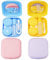 QVVQ Contact Lens Cases, 4pcs Mini Travel Set with Mirror, Blue, Pink, Purple, Yellow