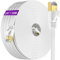 Cable Ethernet 50 Metros, Cat 7 Cable de Red Exterior FTP Blindado Plano Cable Rj45 Gigabit Cable Network 50m Blanco Cable Lan 10Gbps 600MHz Alta Velocidad Cable Internet para Router Módem