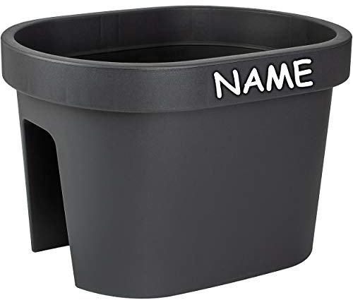 alles-meine.de GmbH Blumentöpfe - Modell & Farbwahl - 5 Stück Geländer Blumenkästen - schwarz - inkl. Name - LANG - oval - 40 cm - Blumentöpfe/Pflanzkübel/Pflanzschalen - G..