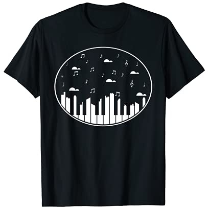 Pianist Keyboard Skyline Musikinstrument Piano Klavier T-Shirt