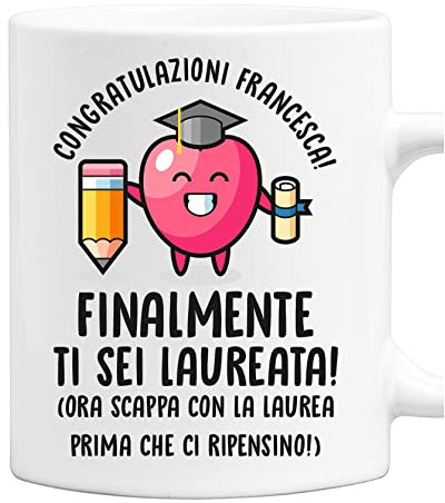 fashwork Tazza Laurea Donna PERSONALIZZABILE CON NOME Finalmente ti sei laureata tazza mug laureato divertente Regalo Laurea
