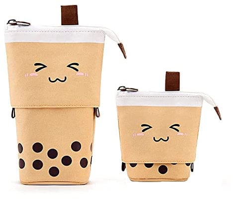 YeahBoom Federmäppchen Reißverschluss,2-in-1 Schlampermäppchen und Stifteköcher,Federmäppchen Mädchen,Ständer Bleistifthalter,Teleskopisch Mäppchen,Stifteköcher für Teenager Schülerin