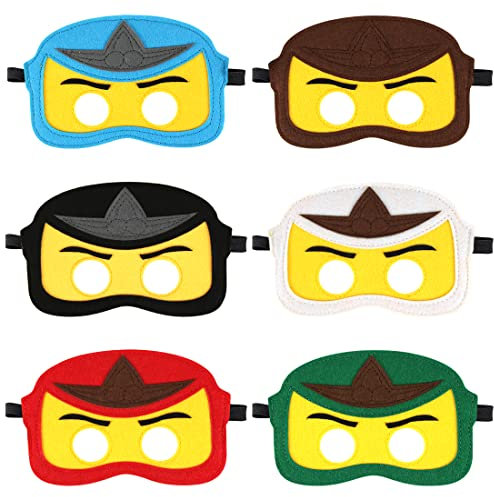 Siphus Maske Filz Kinder, 6 Stück Samurai Augenmaske, Masken Kinder als Geburtstag Mitgebsel, Maske Verkleidung für Kindergeburtstag Party, Halbmasken für Cosplay Party