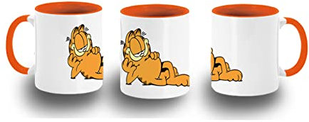 MERCHANDMANIA TAZA NARANJA el gato garfield the cat serie clasica vintage color mug.