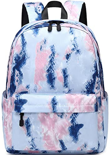 Lohol Leichter Schulrucksack für Mädchen, Kinder-Schulranzen-Rucksack mit Aufdruck (Batiken Blau)