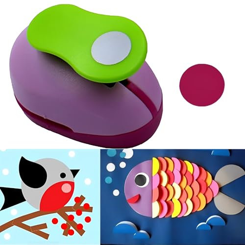 CINY Punch Rundes Prägegerät, Papierstanzer Scrapbook Paper Punchers, Circle Craft Punches Runde Zufällige Farbe, Rund DIY-Alben Grußkarten(1 Stück Durchmesser 9mm)