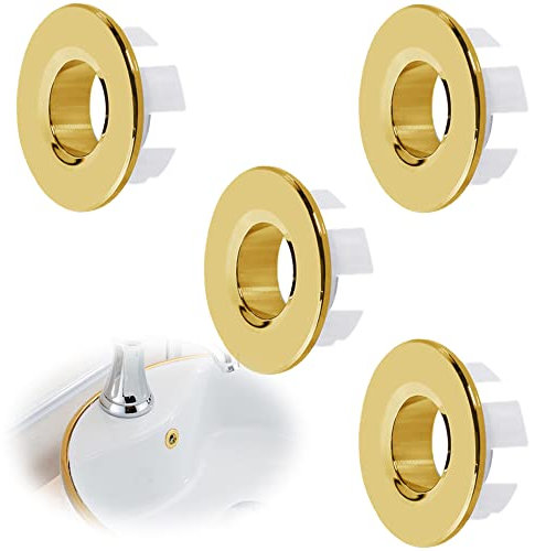 Hayaww 4 Pcs Runde üBerlauf Abdeckung, SpüLe üBerlaufring Waschbecken üBerlauf Abdeckung Sinken üBerlauf Ring Waschbecken üBerlauf Ringe SpüLbecken üBerlauf FüR Badezimmer KüChe Waschbecken Loch(Gold)