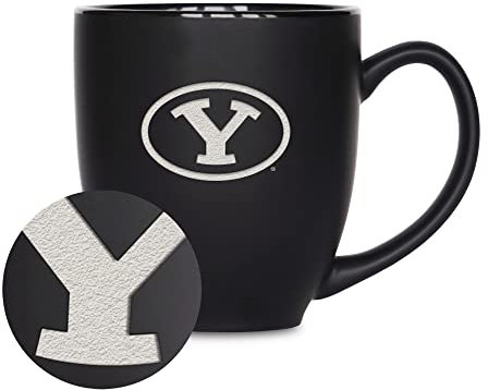Rico Industries NCAA Mississippi Rebels – Ole Miss Main 425 ml Lasergravur matt schwarz Keramik Bistro Tasse – für heiße oder kalte Getränke