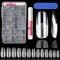 Lot de 120 faux ongles ronds en gel en amande - Transparent - Couverture complète - 10 tailles