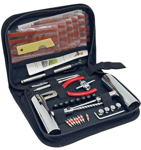 TONZACK Kit de réparation de pneus - 61 pièces - Joint Rapide - Outils de réparation de pneus universels pour réparer Les crevaisons de pneus pour Voiture, Camion, Tracteur, remorque, Moto