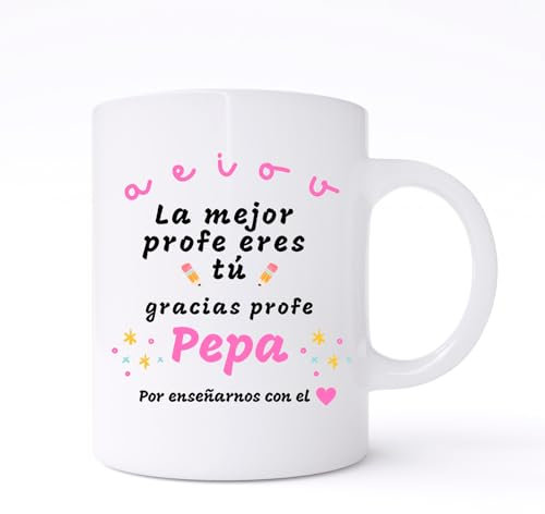 Taza maestra, Taza profesora personalizada, la mejor profesora, regalos originales profes guarderia, infantil, primaria, ingles, detalle fin de curso de alumnos