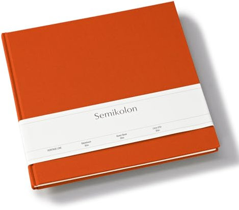 Semikolon 371039 Gästebuch Slim 25 x 23 cm - mit 100 blanko Seiten zum Selbstgestalten, Lesezeichen - orange orange