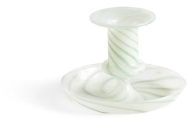 Hay Flare Stripe S Kerzenständer aus Borosilikatglas in der Farbe Milk Green, 541467
