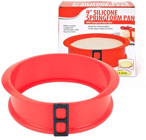Moule à charnière rond en silicone - 25 cm - Avec fond en verre résistant aux rayures - Fonction anti-adhésive - Pour gâteaux et tartes parfaits par les boulangers amateurs et professionnels