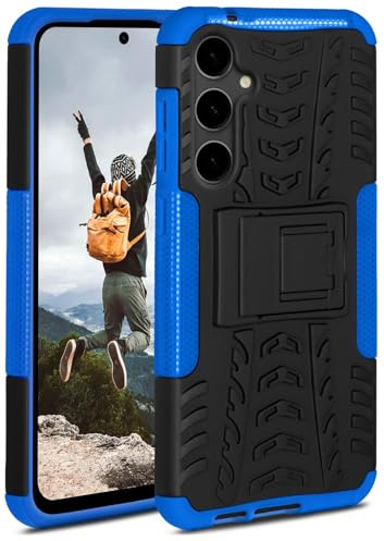 ONEFLOW Tank Case für Samsung Galaxy S23 FE Hülle Outdoor, stabile Panzerhülle mit Kamera und Display Schutz, sichere Handyhülle, TPU Handy Schutzhülle mit Ständer, Blau Schwarz