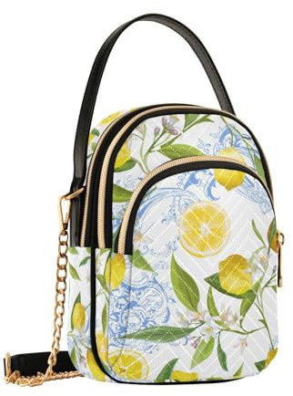 Borsa a tracolla da donna, con catena staccabile, colore giallo limone, borsa a tracolla per telefono, Limone Giallo Limone, Taglia unica