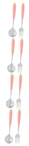 Toyvian 8 Piezas De Zanahoria Y Tenedor Cubiertos Para Niños Cuchara De Restaurante Tenedor Tenedor De Sopa De Arroz Cubiertos Para Niños Vajilla De Cocina Cuchara De Sopa De Zanahoria