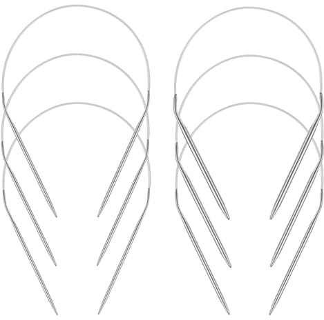 Aeelike 40cm Circular Knitting Needles Set, Short Round Knitting Needles | Stainless Steel Knitting Needles Circular with Cable, 6 Sizes 2.5mm 3mm 3.5mm 4mm 4.5mm 5mm, Circular Needles for Knitting