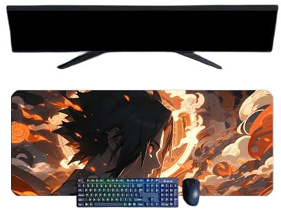 Uchiha Sasuke XXL-Mauspad, multifunktional, Gaming Anime, 800 x 300 mm, Mauspad, Gaming-Tastatur, wasserdicht und 3 mm, rutschfeste Gummibasis, strukturierte Oberfläche