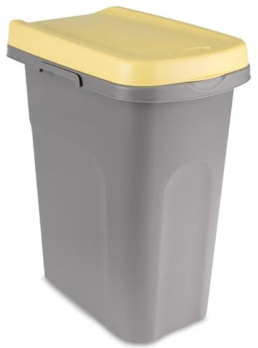 Poubelle cuisine 15l jaune seau fumier sac couvercle poubelles
