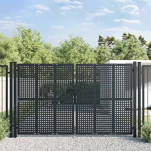 LAPOOH Garden Gate Anthracite 300x225 cm Steel,Decking & Fencing,Garden Gate,Outdoor Fence Gate,Garden Gate Fence-154569