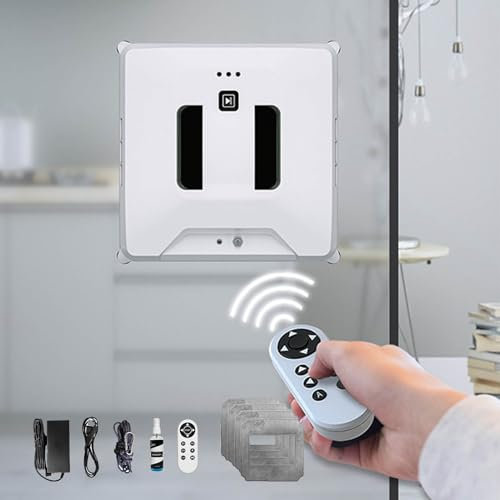 Smart Window Cleaning Robot,Double Water Spray Window Cleaning Robot,Powerful Suction Smart Window Cleaner 3000pa Resistance Closed 20mins for Indoor Outdoor