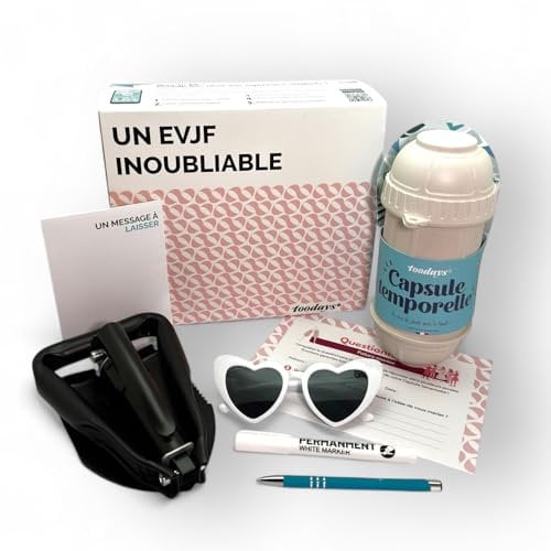 toodays.me Kit Capsule temporelle spécial EVJF – Activité Unique et Originale pour Conserver Les Souvenirs d'un Enterrement de Vie de Jeune Fille – Idée Cadeau Mariage/témoins – Fabrication française