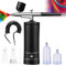 Airbrush-Set, Airbrush-Pistole, wiederaufladbar, kabellos, Kompressor-Set, tragbar, für Make-up, Modellbau, Malerei, Dekoration von Kuchen, Nagelkunst, Tattoo (schwarz)