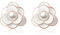 Reffeer 925 Sterling Silber Perlen Blumen Ohrringe Ohrstecker für Damen (C-Roségold)