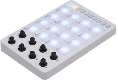 USB MIDI Keyboard Controller, MIDI Drum PAD mit 16 RGB Hintergrundbeleuchtungspads, SMC PAD BT MIDI Controller, Tragbarer USB MIDI Drum Pad Controller mit 8 Zuweisbaren Knöpfen
