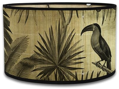 FANSU Abat-Jour En Abat, Jour Tambour Vintage Abat, Abat-jour de Lampe de Table Lampadaire de Table Plafond Lustre Abat-Jour Moderne Décoration Lumières Rotin (Feuilles de palmier,30 * 20cm)