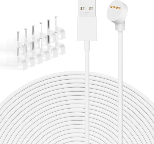 1 Pack 26FT Power Cable Compatible with Google Nest Camera Charging Cable, 26FT/8M Weatherproof Charging for Nest Camera Continuously Power Your Nest Cam (Akku) - White