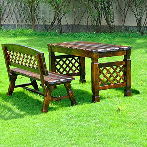 sjdoPulse Gartenbänke, 47-Zoll-Park-Gartenbank Aus Korrosionsbeständigem Holz, Retro-Freizeit-Sitz Aus Massivholz, Wetterfeste 2-3-Sitzer-Verandastuhlbank Für Den Innenhof, Tisch- Und S,1 Chair