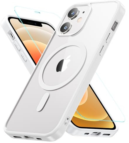 Für iPhone 12 Hülle,iPhone 12 Pro Hülle für Magsafe mit Panzer Schutz Glas, [Schutz in Militärqualität] Stoßfest Magnetisch Handyhülle iPhone 12|iPhone 12 Pro Case Dünn Outdoor Cover Schutzhülle,Weiß