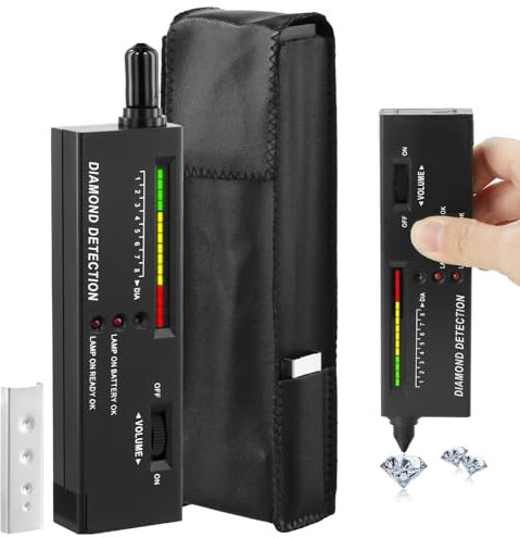 QWORK® Tester elettronico per diamanti, penna elettronica portatile per test pietre preziose, per diamanti, zaffiro, rubino, cristallo, agata, giada