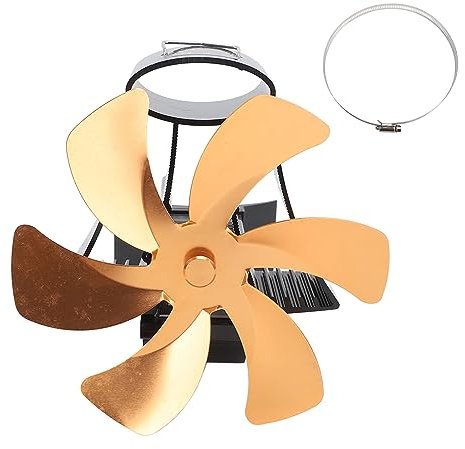 Gavigain Ventilateur de poêle alimenté par la chaleur, ventilateur de tuyau de poêle magnétique silencieux, circulation de l'air, alliage d'aluminium pour poêles à bois et à (Or)