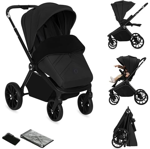 Lionelo Mika Plus Kinderwagen 6-48 Monate bis 22 kg | Verstellbare Rückenlehne und Fußstütze, Federung, 360° drehbare PU-Räder, Wasserdichtes XXL-Verdeck, UPF50+