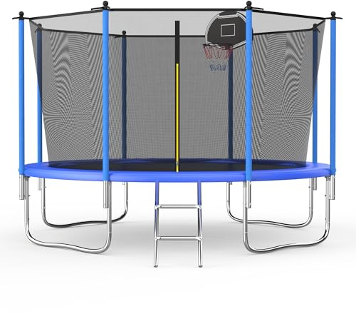 Redkid, Trampolin Outdoor Ø 305/366 cm Trampolin, Kindertrampolin, Gartentrampoline mit Sicherheitsnetz, Leiter, Basketballkorbbrett (Intranet, 305cm)