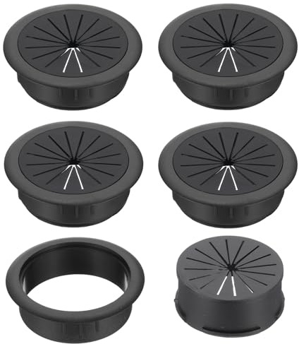 PATIKIL Passe Fil Bureau 50mm 5Pcs Cache Trou pour Câble de Bureau, Plastique ABS Robuste Rond pour Armoires à Câbles, Équipements de Bureau, Organisation du Câblage, Noir