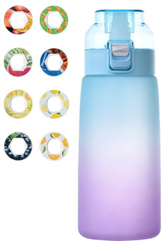 Air Gourde Up 600ML, Bouteille Air Gourde Up Sport Paille avec 8 Pods de Gout Gourde Aromatisée Air Gourde Up PC Water Bottle Fitness (Bleu-Violet)