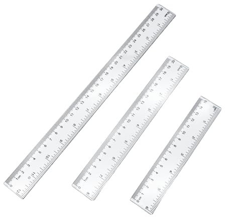 Transparente Kunststofflineale, bruchsicher, Set mit 3 Stück in verschiedenen Größen (15 cm, 20 cm, 30 cm) – Ideal für Schule, Büro und Zuhause