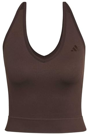 adidas Women's Workout Essentials Knit Halterneck T-Shirt, Aurora Coffee, M