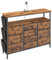 hitsuki Wohnzimmer Kommode Chest of Drawers | Vintage Industriestyle Kommode Sideboard mit Beleuchtung & 10 Schubladen | Multifunktional als Flur Schrank, Wohnzimmer Schrank | Metall&Holz 110x30x85cm