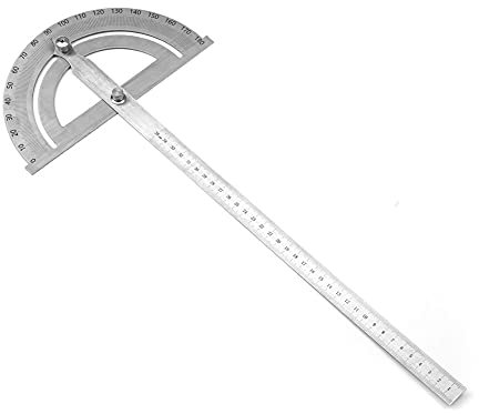 Edelstahl 180 Grad Prospractor Drehwinkel -Finder Messungsinstrument für die Holzbearbeitung für die Holzbearbeitung (Lineal Scale 300x Halbkreisdurchmesser 230 mm)