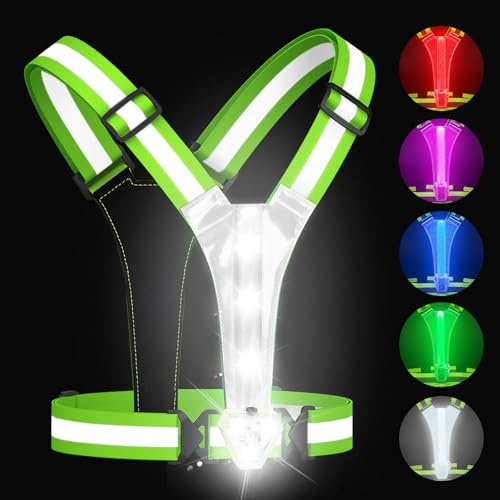 Zacro Gilet de sécurité à LED réfléchissant, Lampe de Course Rechargeable, Rechargeable par USB, Gilet réfléchissant Haute visibilité pour Les randonnées Nocturnes, Le Cyclisme, Les promenades de