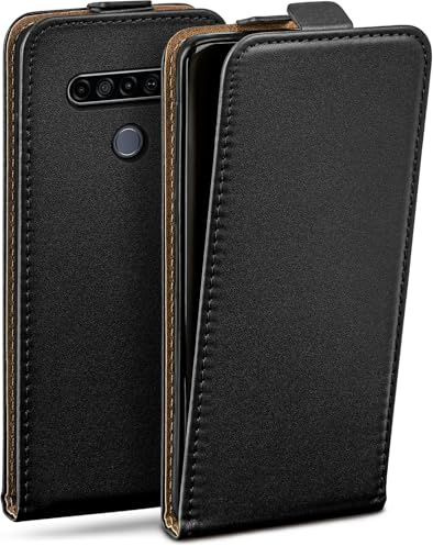 moex Flip Case für LG K61 Hülle klappbar mit 360 Grad Schutz, Handyhülle mit Displayschutz, PU Leder Handytasche Lederhülle, Flip Case Cover Klapphülle, Schwarz