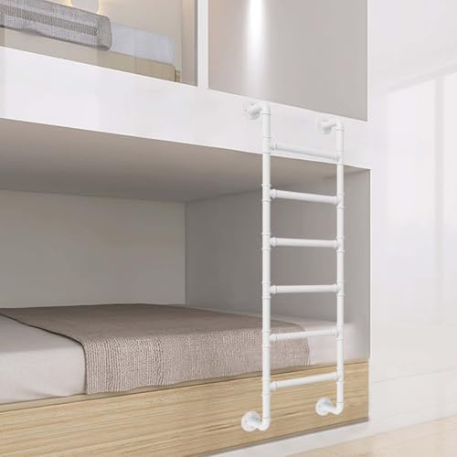 TSYORHSC Wall-Mounted Attic Bunk Bed Ladder Metal Iron Travel Trailer Bed Ladders, Height Entrance Egress Ladder Emergency Fire Climbing Ladder, 100-300cm Height, White(131cm/52in)