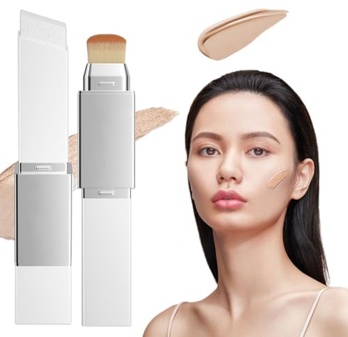 AYVRUOP Facelove Foundation Stick with Brush,2-in-1 Mehrzweck-Cover-Creme-Foundation-Make-up mit Pinsel, wasserfest, langanhaltend und schweißresistent, für alle Hauttypen（Dunkle Hautfarbe）