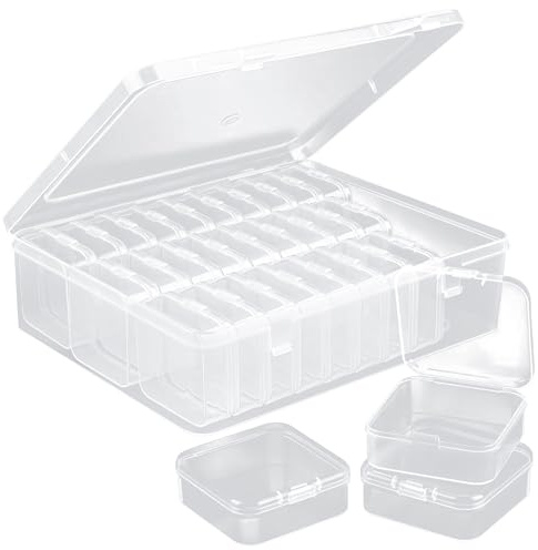 YuYueWeiXiao Scatole di smistamento per piccoli oggetti, contenitore con scomparti, 30 pezzi, trasparenti piccole scatole con coperchio, scatola per pittura con diamanti, scatola vuota per perline