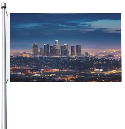 Willkommensflagge Skyline Von Los Angeles Garten Flagge Rasenbanner Premium Für Bauernhaus Clubs 90X150 Cm